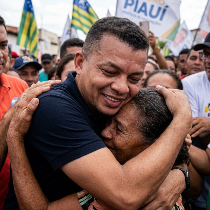 Foto feita com IA, representando o Eleitor e o Político.